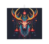 Drying Mat for Kitchen Wzywhj Colorful Bells On The Antlers Printing Made of Sponge Water Absorbent 18"X16"