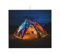Drying Mat for Kitchen Wzywhj Colorful Lights On The Tent Printing Made of Sponge Water Absorbent 18"X16"