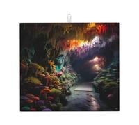 Drying Mat for Kitchen Wzywhj Colorful Moss in The Cave Printing Made of Sponge Water Absorbent 18"X16"