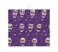 Drying Mat for Kitchen Wzywhj Horror Pattern On Purple Background Printing Made of Sponge Water Absorbent 18"X16"