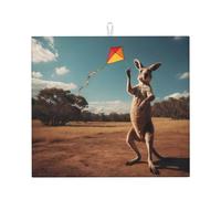 Drying Mat for Kitchen Wzywhj Kangaroo Flying A Kite Printing Made of Sponge Water Absorbent 18"X16"