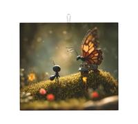 Drying Mat for Kitchen Wzywhj Little Ant and Butterfly Printing Made of Sponge Water Absorbent 18"X16"