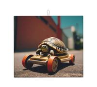 Drying Mat for Kitchen Wzywhj Little Turtle On A Toy Car Printed Made of Sponge Water Absorbent 18"X16"