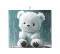 Drying Mat for Kitchen Wzywhj Little White Bear in The Rain Printed Made of Sponge Water Absorbent 18"X16"