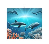 Drying Mat for Kitchen Wzywhj Whales Under The Sea Printing Made of Sponge Water Absorbent 18"X16"