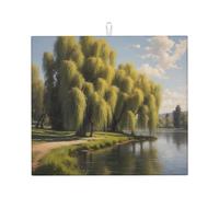 Drying Mat for Kitchen Wzywhj Willow Trees by The Lake Printed Made of Sponge Water Absorbent 18"X16"