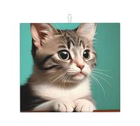 Drying Mat for Kitchen YTUOPWE A Curious cat Picture Ultra Absorbent, Reversible, and Stylish Kitchen Countertop Mat