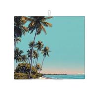 Drying Mat for Kitchen YTUOPWE Coconut Trees by The sea Picture Ultra Absorbent, Reversible, and Stylish Kitchen Countertop Mat