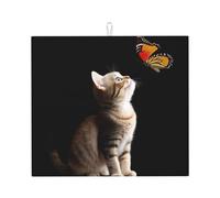 Drying Mat for Kitchen YTUOPWE Curious Kitten Picture Ultra Absorbent, Reversible, and Stylish Kitchen Countertop Mat