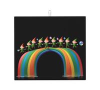 Drying Mat for Kitchen YTUOPWE Fairies Dancing on The Rainbow Picture Ultra Absorbent, Reversible, and Stylish Kitchen Countertop Mat