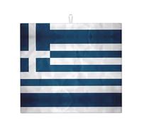 Drying Mat for Kitchen YTUOPWE Greek Flag Picture Ultra Absorbent, Reversible, and Stylish Kitchen Countertop Mat