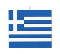 Drying Mat for Kitchen YTUOPWE Greek Flag Picture Ultra Absorbent, Reversible, and Stylish Kitchen Countertop Mat