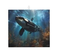 Drying Mat for Kitchen YTUOPWE Huge Killer Whales Picture Ultra Absorbent, Reversible, and Stylish Kitchen Countertop Mat