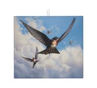 Drying Mat for Kitchen YTUOPWE Little Swallow Flying Low Picture Ultra Absorbent, Reversible, and Stylish Kitchen Countertop Mat
