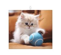 Drying Mat for Kitchen YTUOPWE Persian cat Playing with a Ball Picture Ultra Absorbent, Reversible, and Stylish Kitchen Countertop Mat