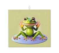 Drying Mat for Kitchen YTUOPWE The Funny Frog Doing Yoga Picture Ultra Absorbent, Reversible, and Stylish Kitchen Countertop Mat
