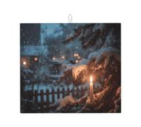 Drying Mat for Kitchen YTUOPWE The Lone Lamp Under The Cedars Picture Ultra Absorbent, Reversible, and Stylish Kitchen Countertop Mat