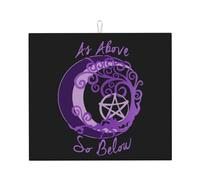 Drying Mat With Hanging Loop 41X46CM, The Triple Moon Goddess Wiccan Pentagram Draining Mats Absorbent Dish Drying Pad Easy Clean Dish Drainer Mat For Kitchen Counter Countertops