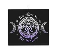 Drying Mat With Hanging Loop 41X46CM, The Tripple Moon Goddess Wiccan Pagan Pentagram Draining Mats Non-Slip Dish Drainer Mat Absorbent Dish Drying Pad For Countertops Counter Kitchen