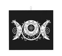 Drying Mat With Hanging Loop 41X46CM, Wiccan Pagan Witch Tripple Moon Goddess Pentagram Draining Mats Absorbent Dish Drying Pad Protector Dish Drainer Mat For Kitchen Counter Tabletop