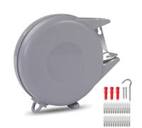 Drying Natural Retractable Clothesline Outdoor Indoor Laundry Line-49 FT Single Line Heavy Duty Wall Mounted Portable Clothes Drying Line (Grey)