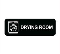 Drying Room Sign For Door, Acrylic Plastic, Black And White, Rounded Corners, Durable, Long Lasting With Double Sided Tape - 10" X 3"