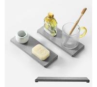 Drying Stone,Stone Drying Mat 2PCS Bathroom Sink Vanity Trays, Water Absorbing Diatomite Stone Quick Drying Mat for Kitchen Counter, Dish Rack Soap Dispenser Sponge Holder Caddy Organizer(Light Gray,9