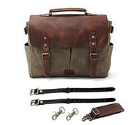 DRYIUBVF Motorbike Bag Canvas Shoulder Messenger Handbag Document Knight Bag Saddle Bag Crossbody Computer Bag Tool Storage Panniers Placement Bag Motorbike Saddle Bag(Green,With Strap)