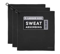 DRYKI Sweat Absorbing Handkerchiefs - The Original Sport Microfiber Hankies for Wicking Sweat from Hands, Face, Body (Classic Black, 3 Pack XL Size), Classic Black, XL (3 Pack)