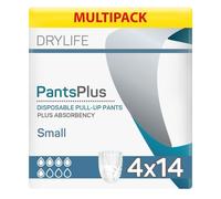 Drylife Pants Disposable Pull-Up Unisex Incontinence Pants | 3000ml Absorbency, Overnight Protection, Dry Feel Technology Anti-Leak Security, Breathable Material (Small, Plus)