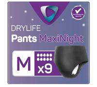 Drylife Pants Disposable Pull-Up Unisex Incontinence Pants | 3000ml Absorbency, Overnight Protection, Dry Feel Technology Anti-Leak Security, Breathable Material (M (Pack of 9), Maxi)
