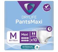 Drylife Pants Disposable Pull-Up Unisex Incontinence Pants | 3000ml Absorbency, Overnight Protection, Dry Feel Technology Anti-Leak Security, Breathable Material (M (Pack of 10), Maxi)