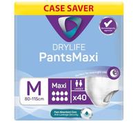Drylife Pants Maxi Disposable Pull-Up Unisex Incontinence Pants | Dry Feel Technology, Anti-Leak Security, Kind to Skin Soft Breathable Material - Medium (4 Packs of 10)