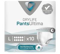 Drylife Pants Ultima Disposable Pull-Up Unisex Incontinence Pants - 3000ml Absorbency, Overnight Protection, Anti-Leak Security, Breathable Material - Large (1 Pack of 10)
