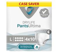 Drylife Pants Ultima Disposable Pull-Up Unisex Incontinence Pants - 3000ml Absorbency, Overnight Protection, Anti-Leak Security, Breathable Material - Large (4 Packs of 10)