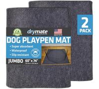 Drymate 2-Pack Jumbo Dog Playpen Mat (60x74), Absorbent, Waterproof, Slip-Resistant, Machine Washable, Reusable Puppy Pad for Training, Whelping, Housebreaking, Incontinence, Crate, Kennel (USA Made)