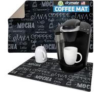 Drymate Coffee Maker Mat, (Coffee Station Bar Accessory) Protects Kitchen Countertops from Spills, Stains & Scratches - Absorbent/Waterproof/Machine Washable (USA Made) (12” x 20”) (Java Chalkboard)
