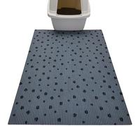 Drymate Original Cat Litter Mat, Contains Mess from Box for Cleaner Floors, Urine-Proof, Soft on Kitty Paws -Absorbent/Waterproof- Machine Washable, Durable (USA Made) (28”x36”)(GreyStripeBlackPaw)