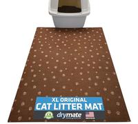Drymate Original Cat Litter Mat, Contains Mess from Box, Protects Floors, Urine-Proof, Machine Washable, Soft on Kitty Paws, Absorbent, Waterproof (USA Made, Recycled Content) (28”x36”)(BrownTanPaw)