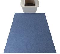 Drymate Original Cat Litter Mat, Contains Mess from Box, Protects Floors, Urine-Proof, Machine Washable, Soft on Kitty Paws, Absorbent, Waterproof (USA Made, Recycled Content) (29”x36”)(Blue Stucco)