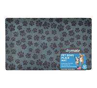 Drymate Pet Bowl Placemat, 12 x 20-Inch, Black Paw Dots