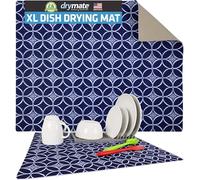 Drymate Premium Dish Drying Mat, XL Size (19” x 24”), Absorbent Fabric Low-Profile Kitchen Drying Pad - Waterproof - Machine Washable/Durable (Made in The USA) (Indigo)