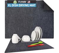 Drymate Premium Dish Drying Mat, XL Size (19” x 24”), Absorbent Fabric Low-Profile Kitchen Drying Pad - Waterproof - Machine Washable/Durable (Made in The USA) (Charcoal)