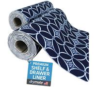 Drymate Premium Luxury Shelf & Drawer Liner, Thick Cushioned Fabric, Non-Adhesive, Absorbent, Waterproof, Slip-Resistant, Liners for Kitchen Cabinets, Cupboards (USA Made)(12”x59”)(2-Pack)(Indigo)