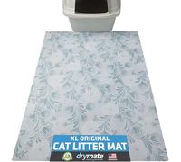 Drymate Original Cat Litter Mat, Contains Mess from Box, Protects Floors, Urine-Proof, Machine Washable, Soft on Kitty Paws, Absorbent, Waterproof (USA Made, Recycled Content) (29”x36”)(Blue Floral)