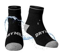 DRYMILE Active Waterproof Socks, Breathable, Cushioned, Running, Hiking, For Outdoor Activities in Cool Wet Weather - Ankle, Black / Grey, X-Large