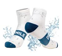 DRYMILE Active Waterproof Socks, Breathable, Cushioned, Running, Hiking, For Outdoor Activities in Cool Wet Weather - Ankle, White / Blue, Medium