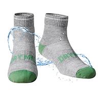 DRYMILE Active Waterproof Socks, Breathable, Cushioned, Running, Hiking, For Outdoor Activities in Cool Wet Weather - Ankle, Grey / Green, Small