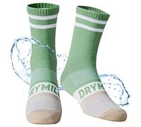 DRYMILE Slim Waterproof Socks, Soft Charcoal Yarn, Optimized Breathability & Odor Control, All-Season Outdoor Activities-Crew, Green / Sand, Medium
