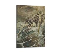 DRYNDA Arthur Rackham Poster The Rhinegold And The Valkyrie Canvas Art And Wall Art Picture Print Modern Family Bedroom Decors 08x12inch(20x30cm)